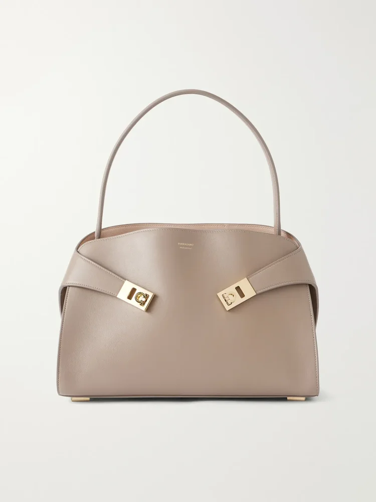Hug small embellished cracked-leather tote