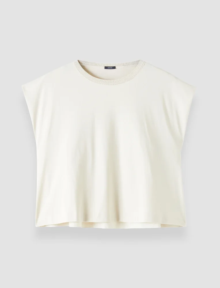 Cotton Poplin Jersey Round Neck T-Shirt
