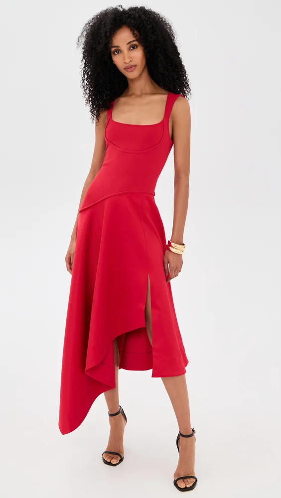 Scarlet Asymmetrical Day Dress