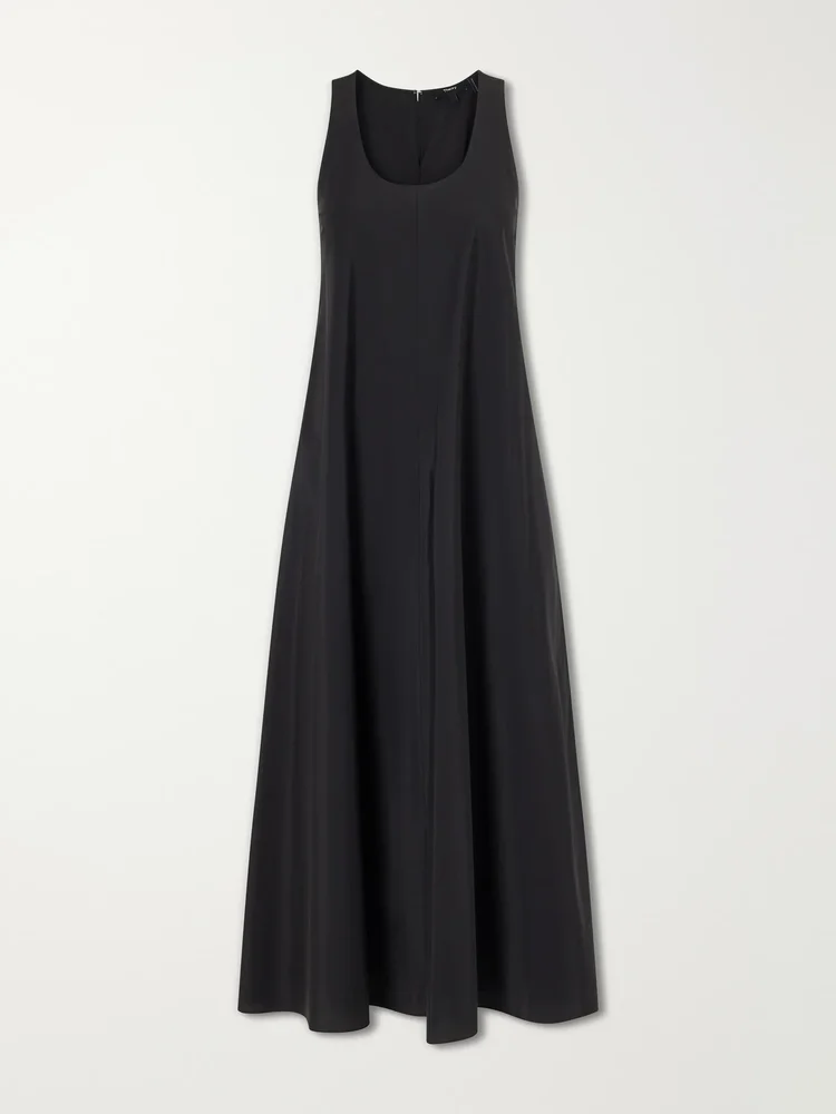 Gathered cotton and nylon-blend maxi dress