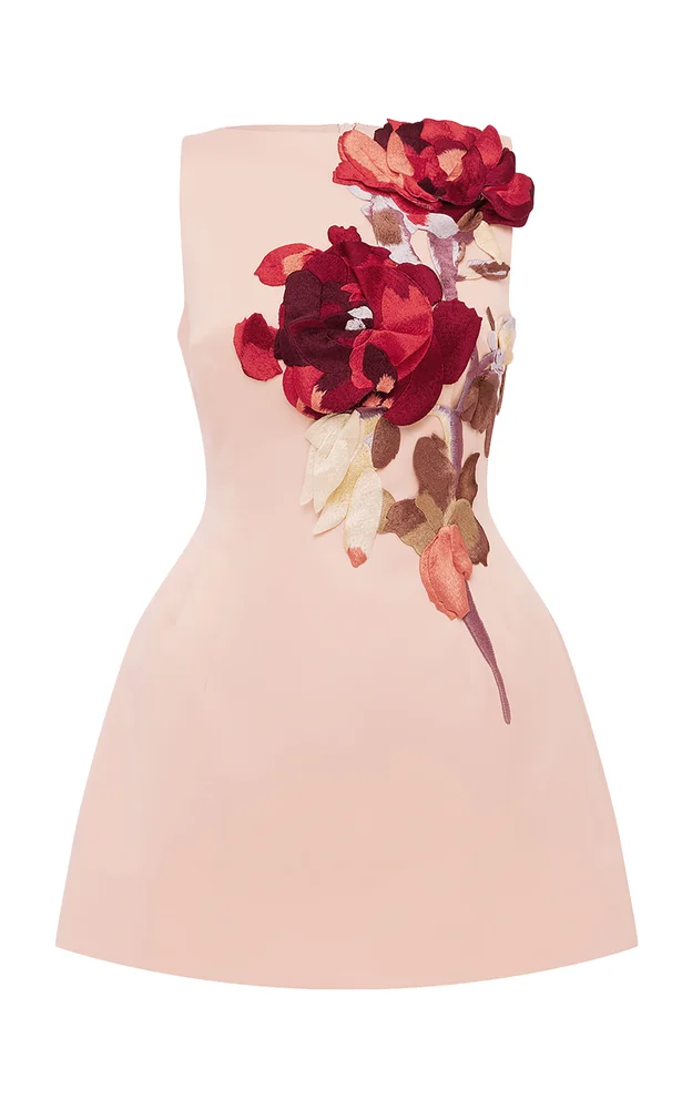 Ali Embroidered Satin Mini Dress