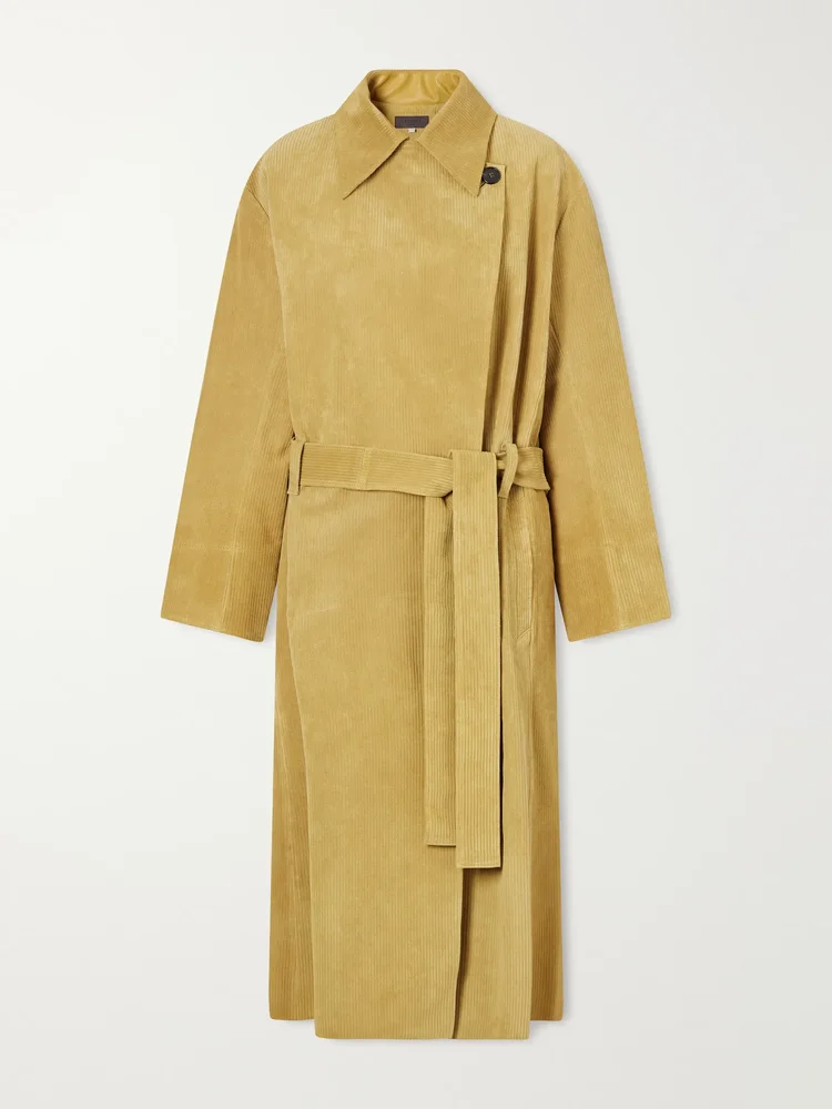 Wyatt belted corduroy suede coat