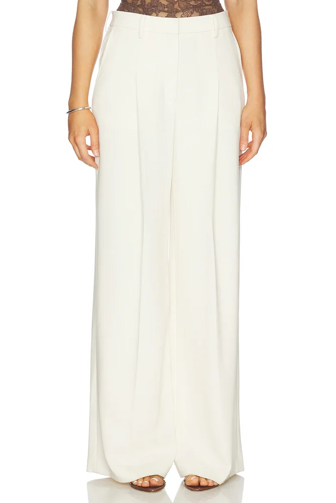 Oversize Wide Pleated Trouser, Rice