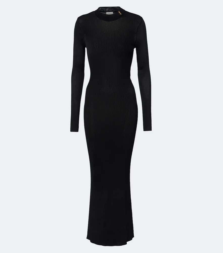 Cassandre ribbed-knit silk maxi dress