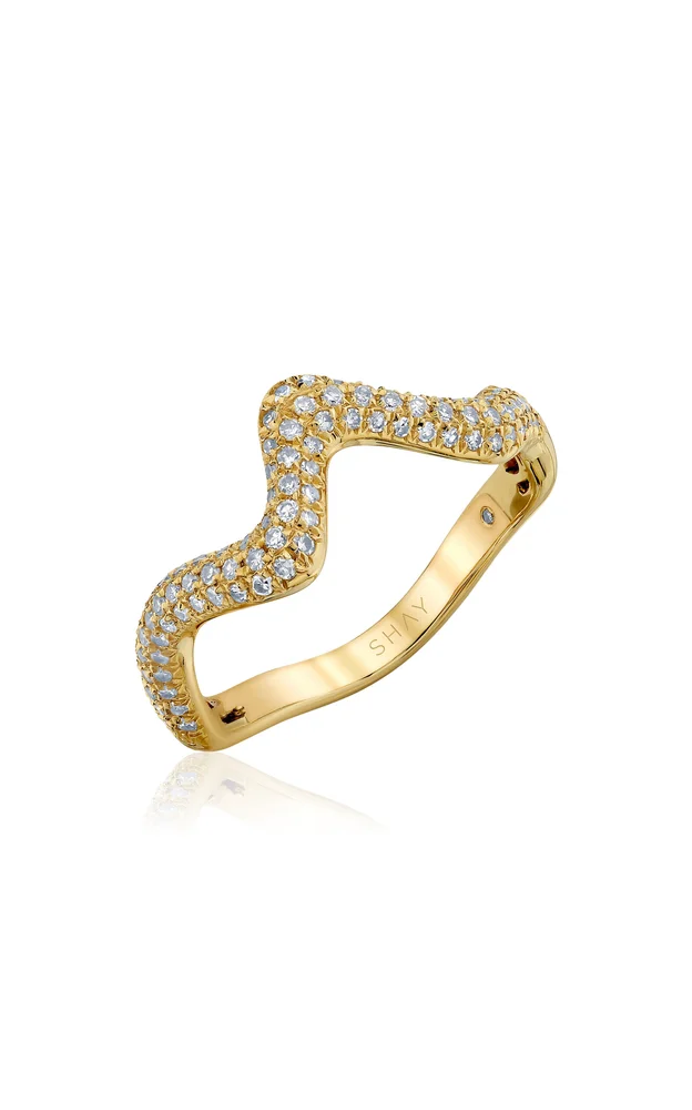 Wave 18K Yellow Gold Diamond Ring