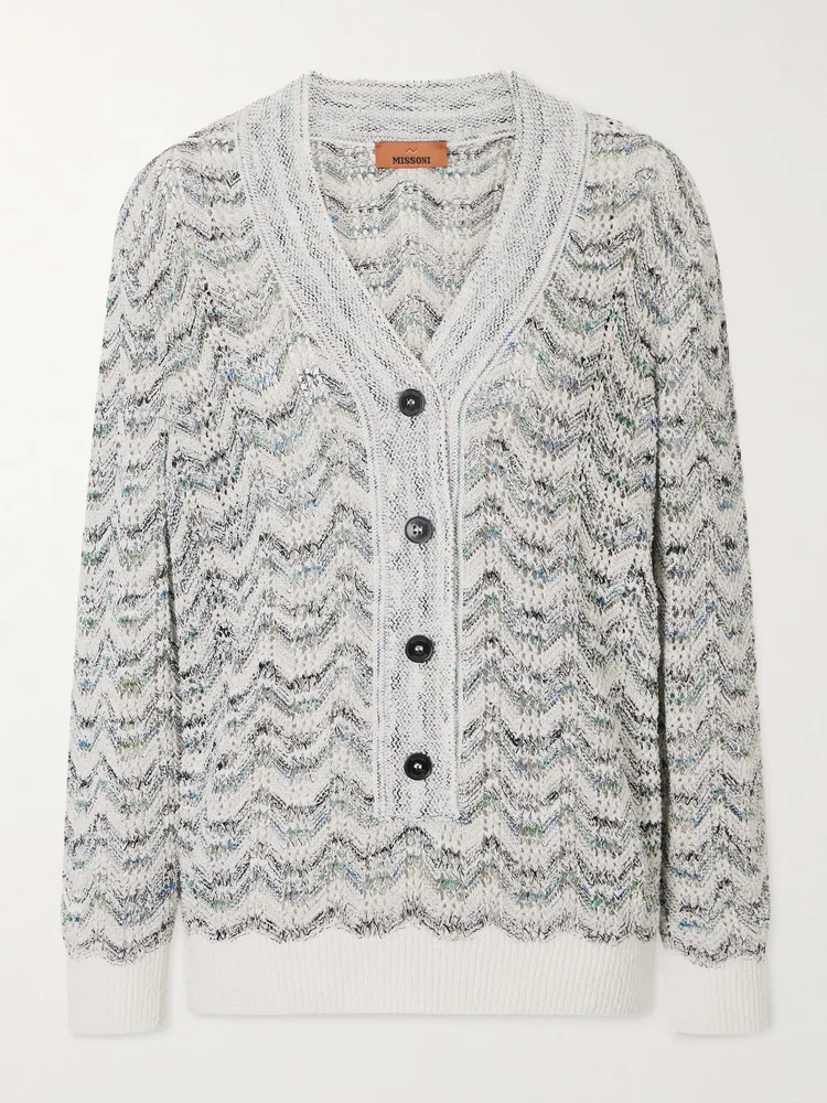 Striped crochet-knit sweater