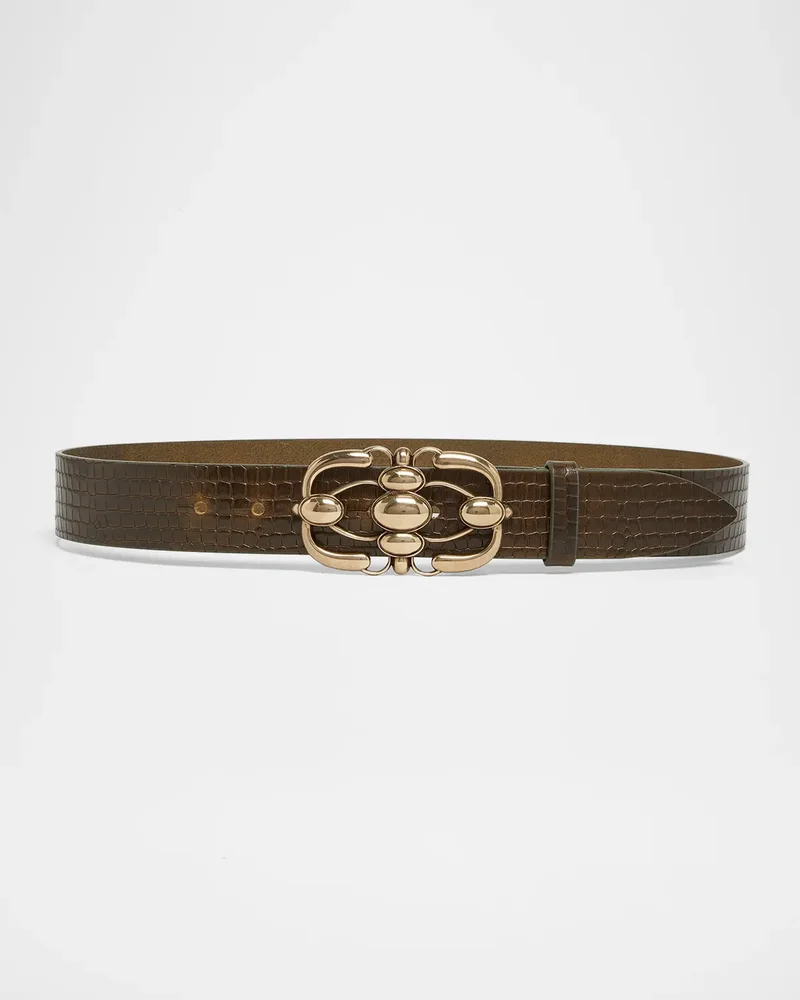Mirko Croc-Embossed Leather Belt