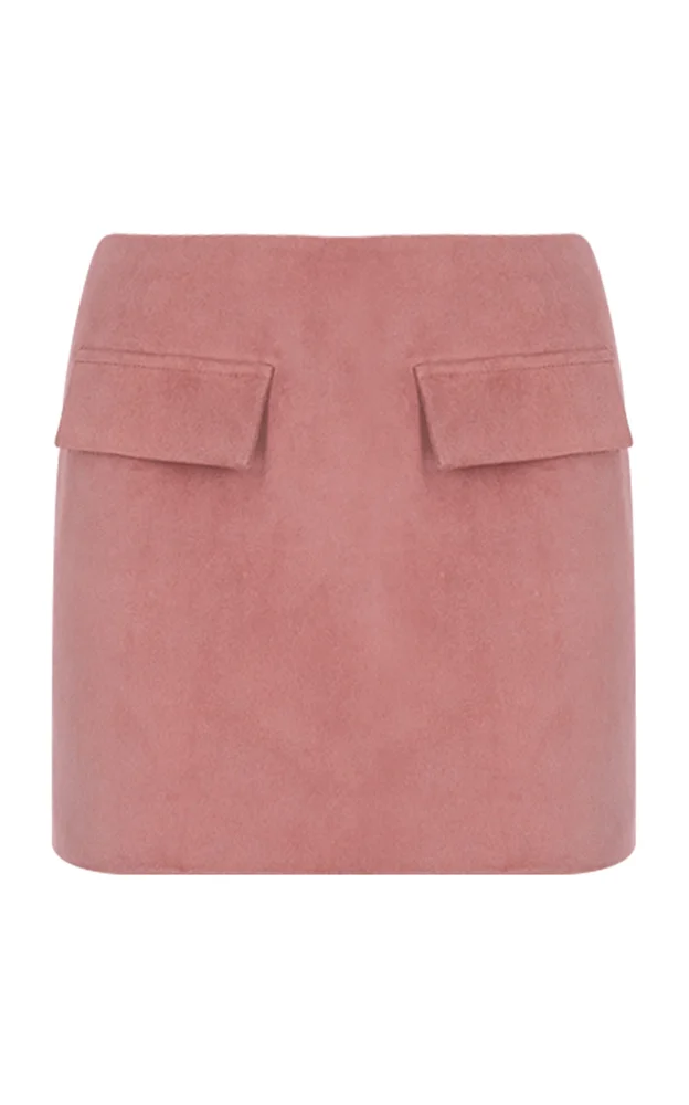 Two-Pocket Mini Suede Skirt