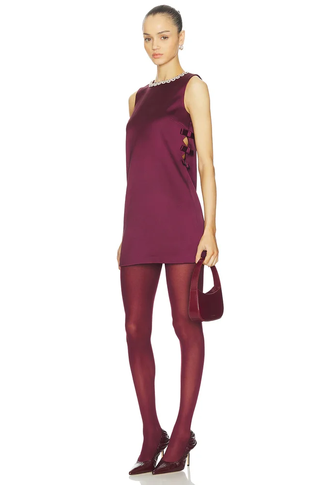 Burgundy Satin Cut Out Mini Dress