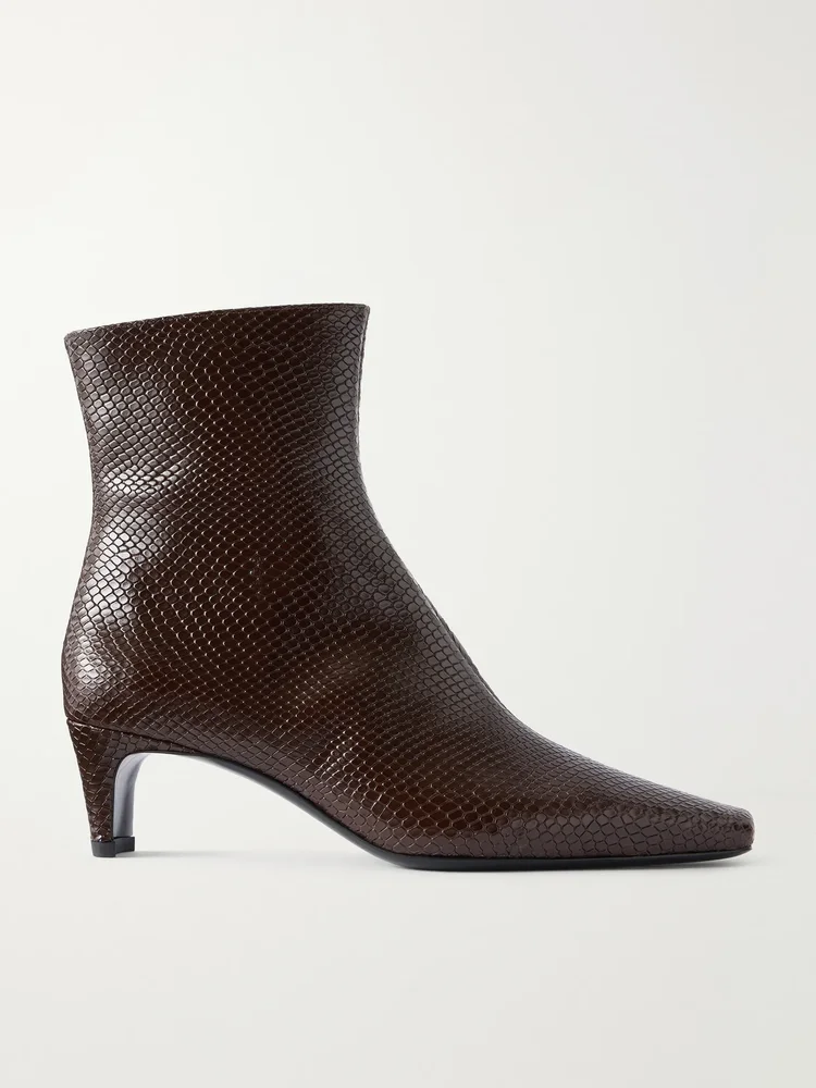 Wally snake-effect leather ankle boots