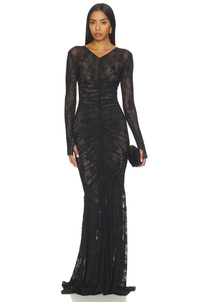 Shirred Front Fishtail Gown