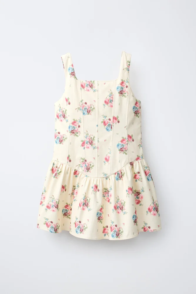 Floral Print Dress (Ecru)