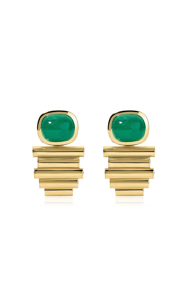 Lina 18K Yellow Gold Emerald, Diamond Earrings