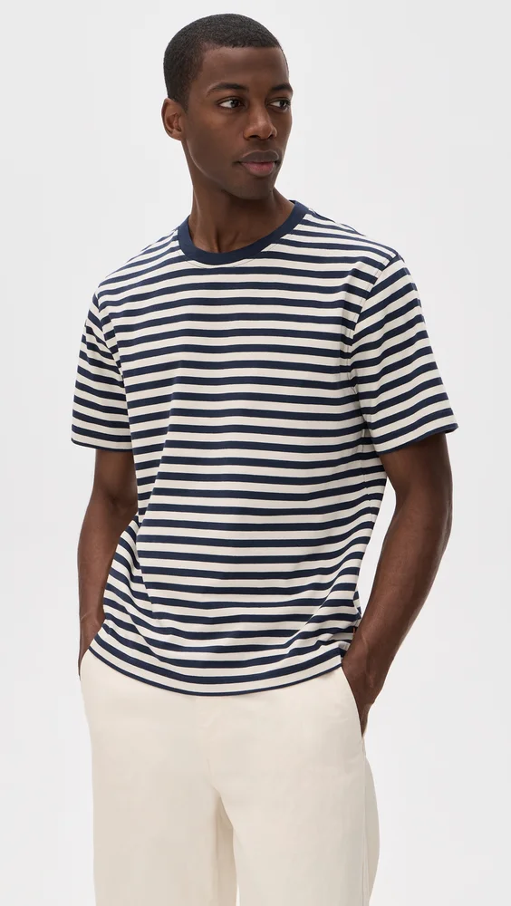 Breton Stripe Short Sleeved T-Shirt (Navy/Sand)