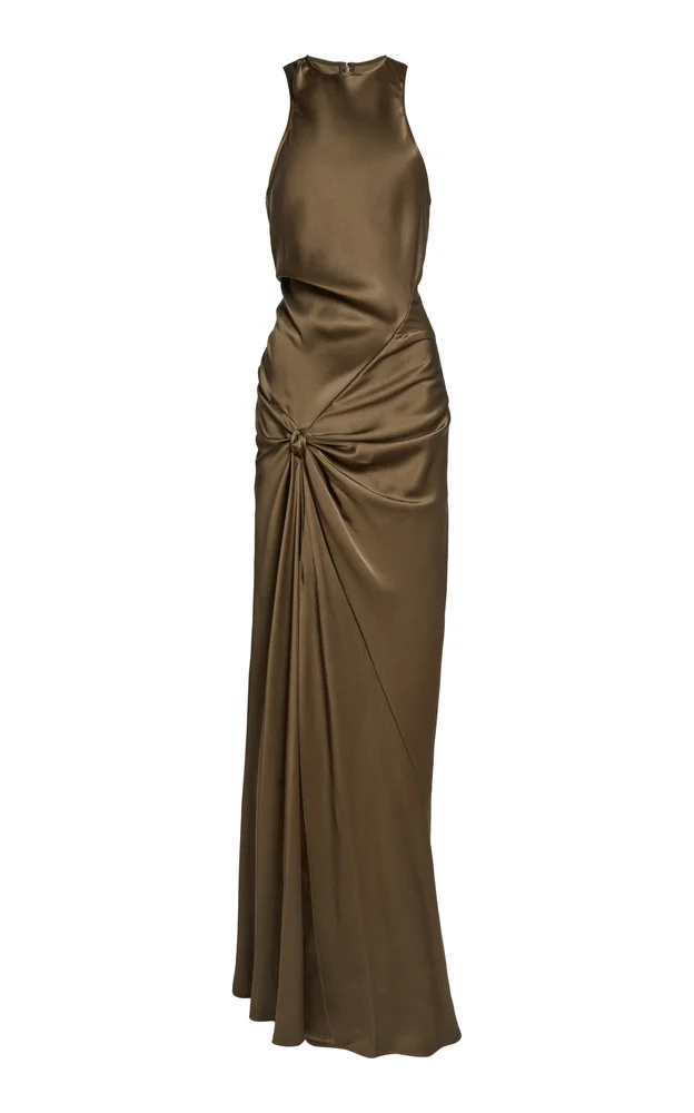 Twist-Detailed Satin Gown