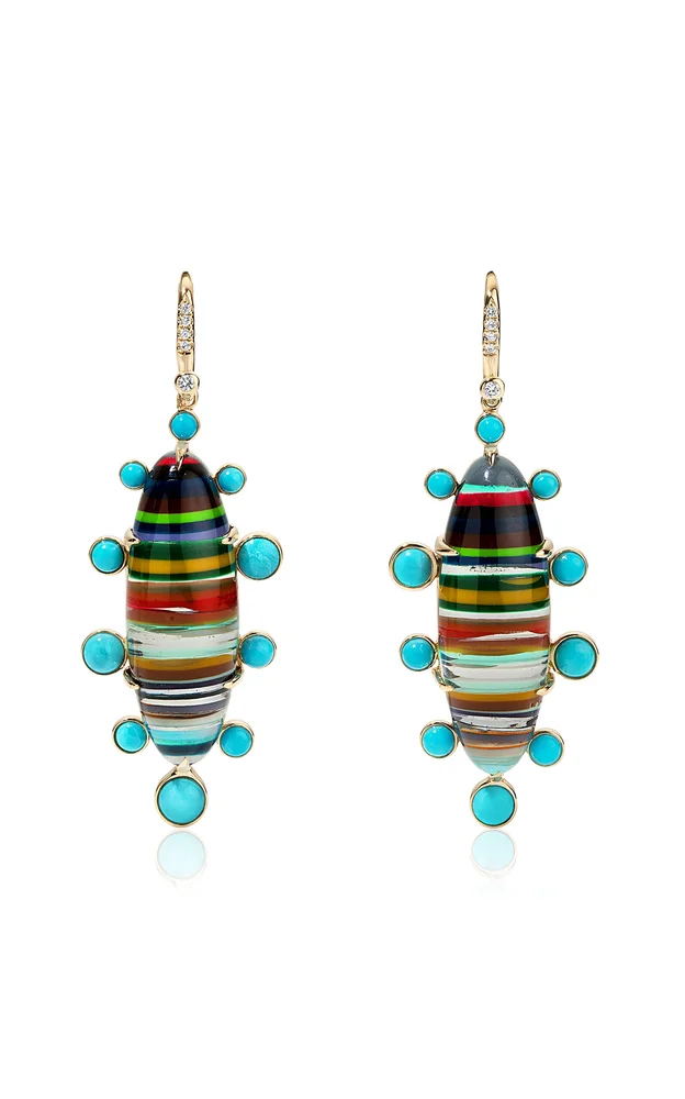 14K Yellow Gold Multi-Stone Earrings
