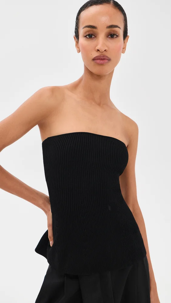 The Soire Strapless Top in Black
