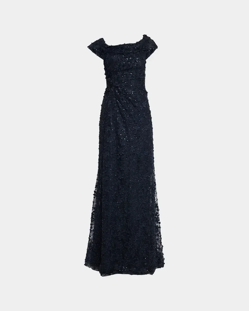 Asymmetric Sequin Lace Gown