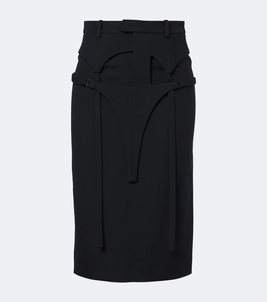 Layered virgin wool pencil skirt