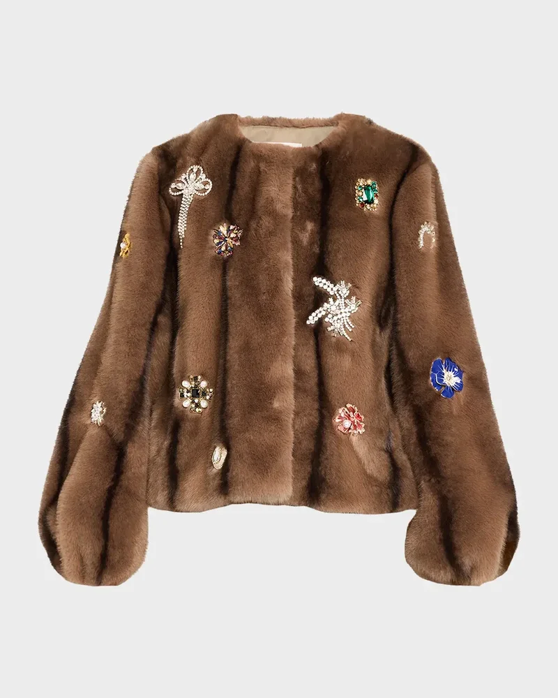 Benson Embellished Faux-Fur Coat