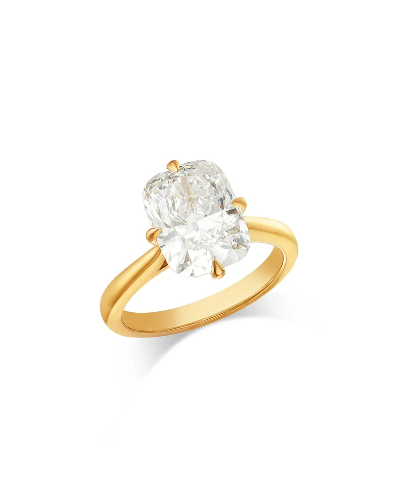Luxe Collection Certified Lab Grown Diamond Elongated Cushion Solitaire Ring in 18K Yellow Gold, 4.0 tcw
