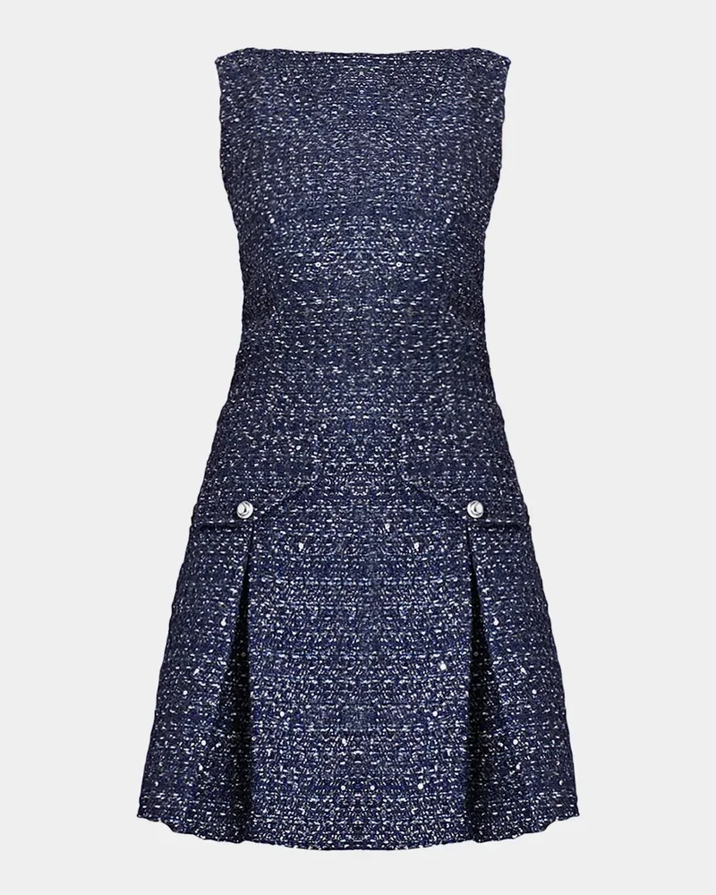 Bradford Pleated Shimmer Tweed Mini Dress