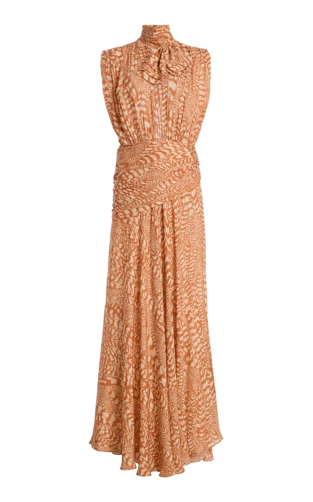 Saffron Breeze Silk Maxi Dress