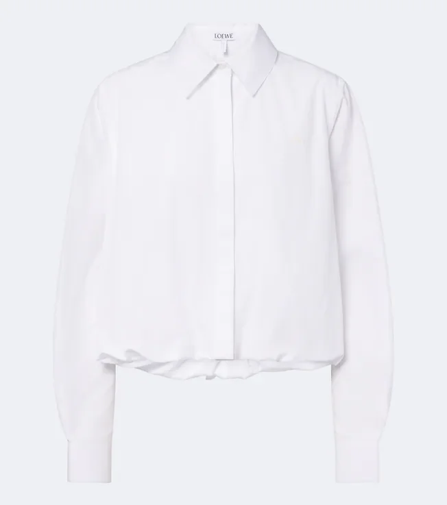 Cropped cotton poplin shirt