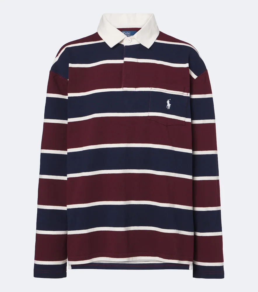 Striped cotton jersey polo shirt