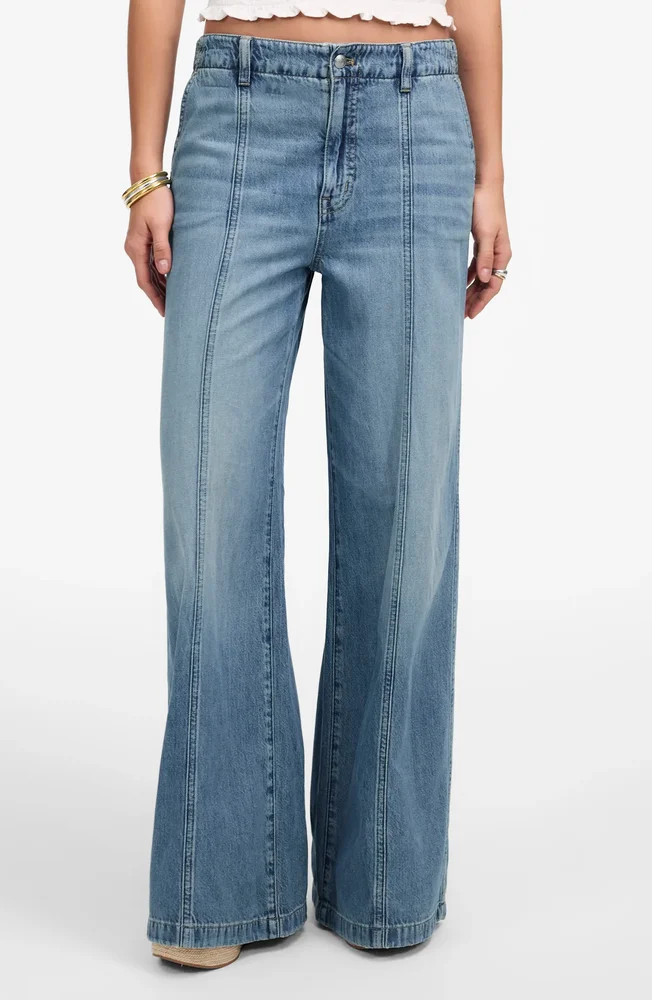 Wide-Sweep Denim Trousers