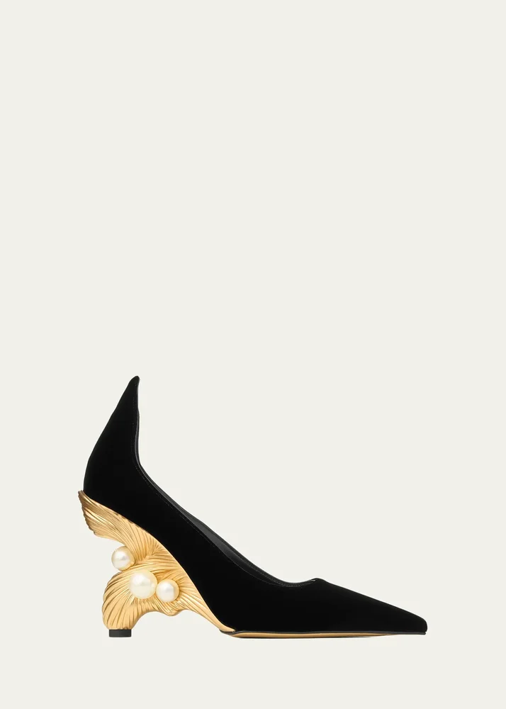 95mm Ithaca Embellished Velvet Pumps