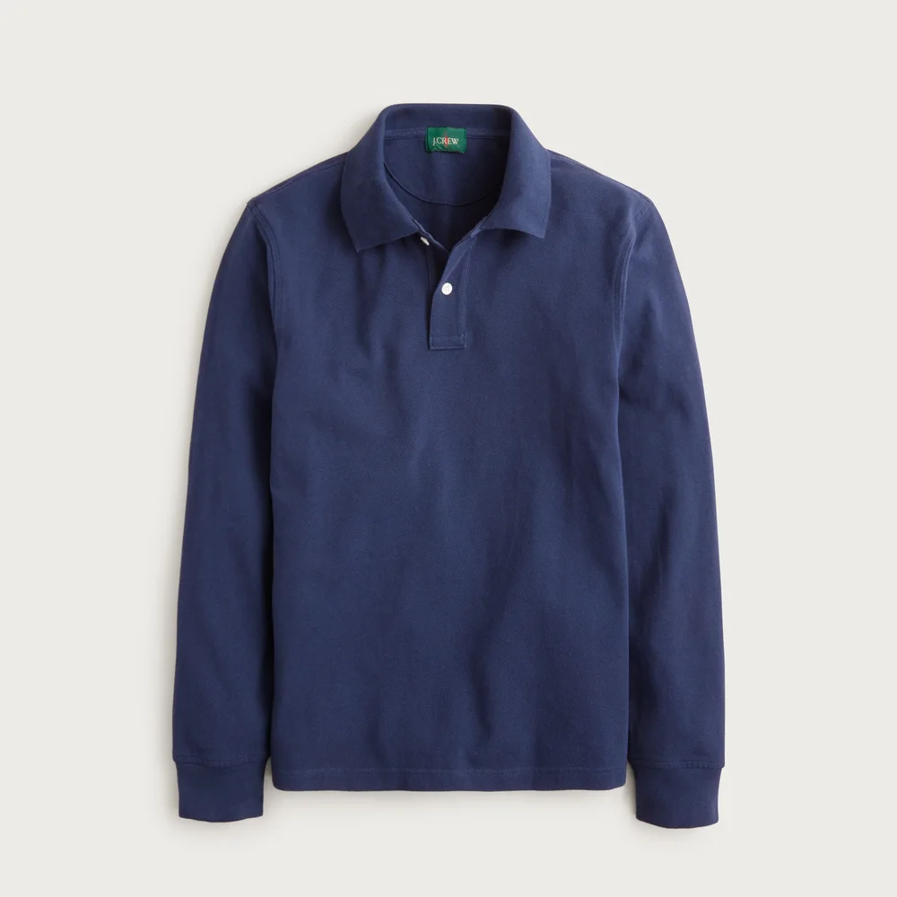 Long-sleeve Classic Piqué Polo Shirt For Men