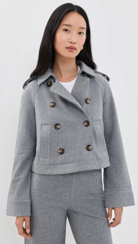 Cropped Conneley Trench Coat (Heather Grey)