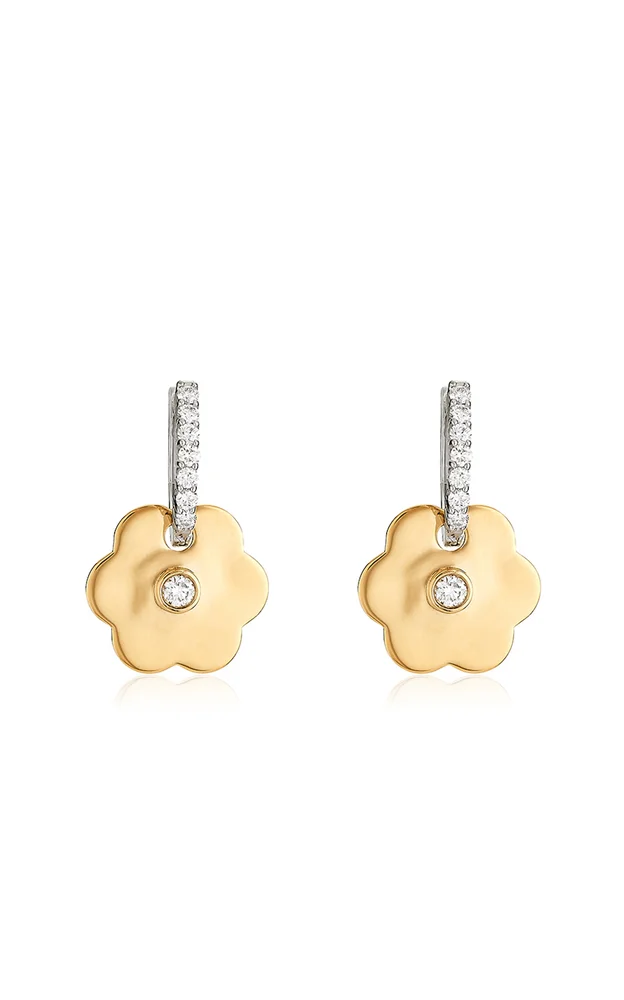 18k Yellow Gold Mini Diamond Hoop Earrings