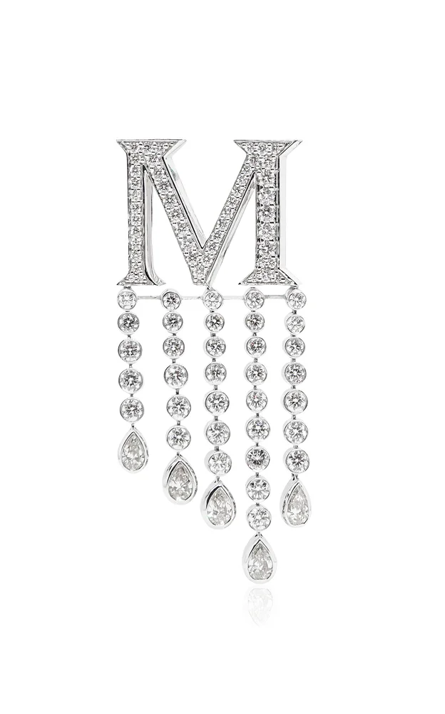 Alphabet 'M' 18K White Gold Diamond Bag Charm