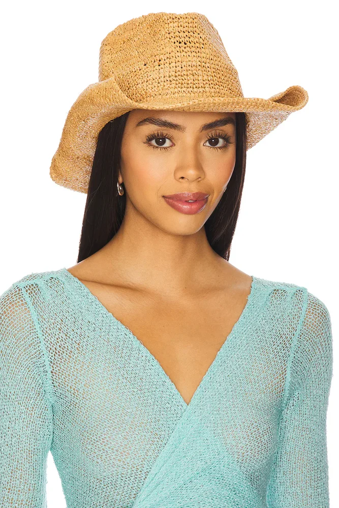 OCHRE LANE COCOA RAFFIA BUCKET HAT