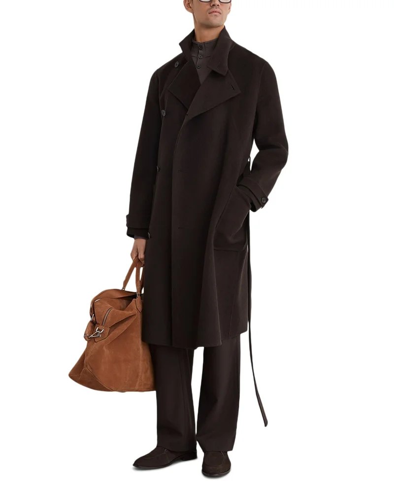 Wool Blend Tie Waist Long Overcoat - Exclusive