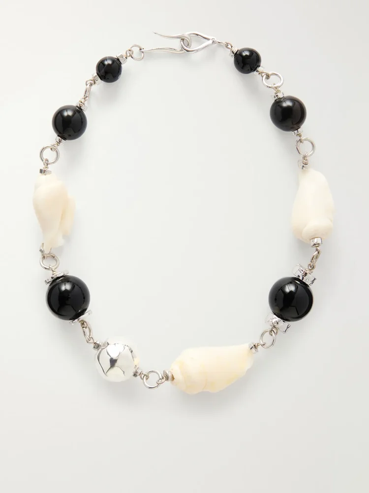 Samsara gold-plated, seashell and ceramic necklace