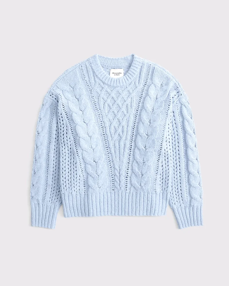 Textural Stitch Cable Crew Sweater