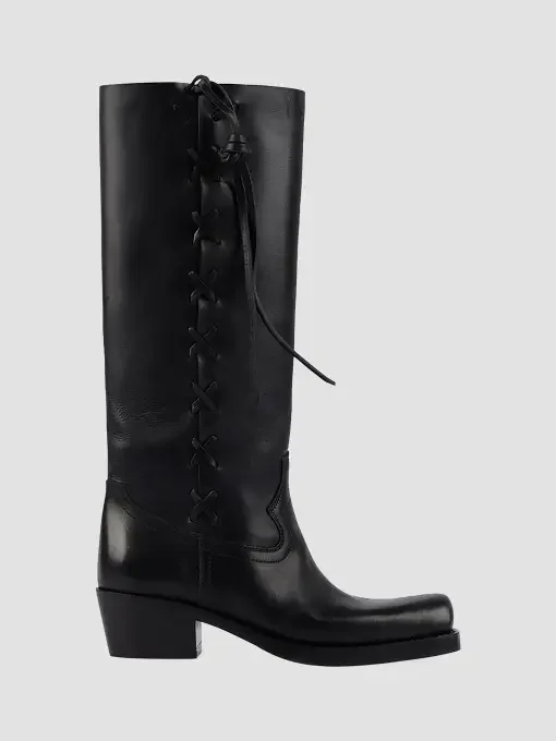 Roxanne 45MM Lace-Up Detail Leather Boots
