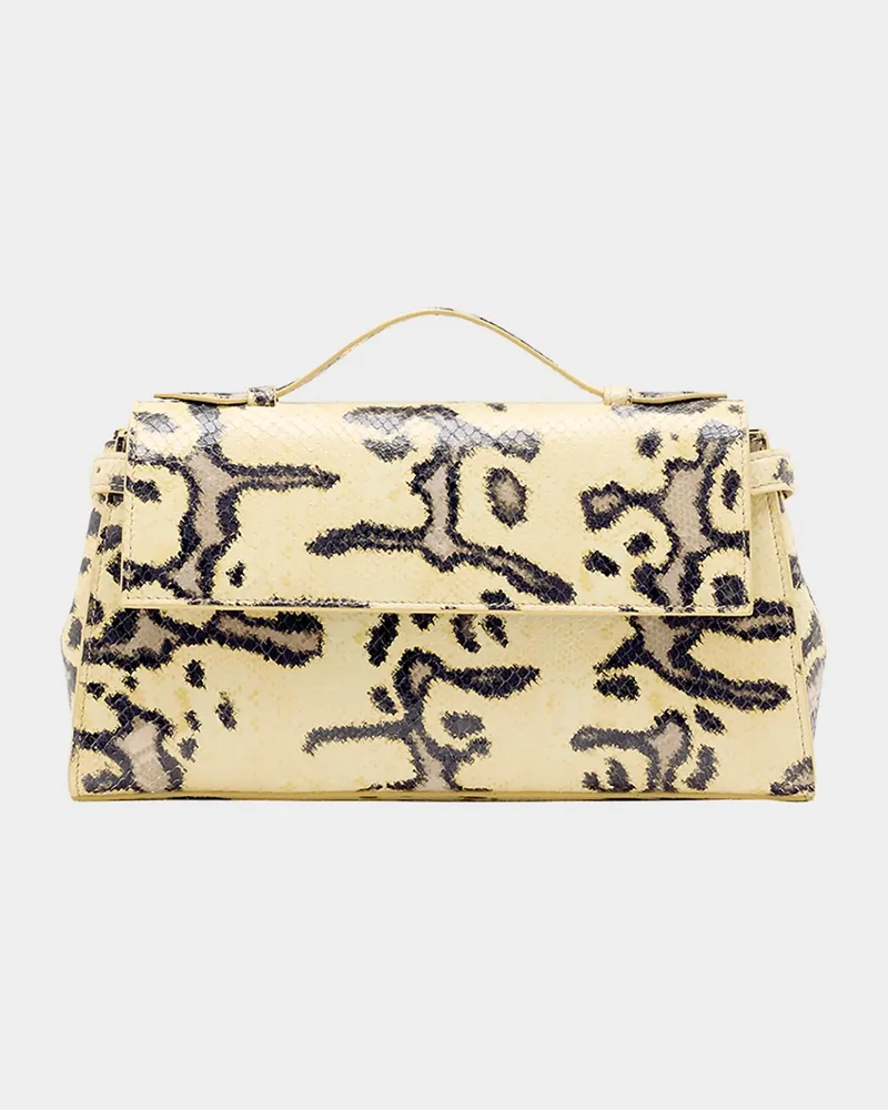 Tate Python-Print Leather Clutch Bag