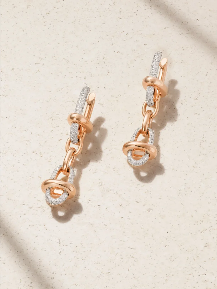 Iconica 18-karat rose and rhodium-plated white gold diamond earrings