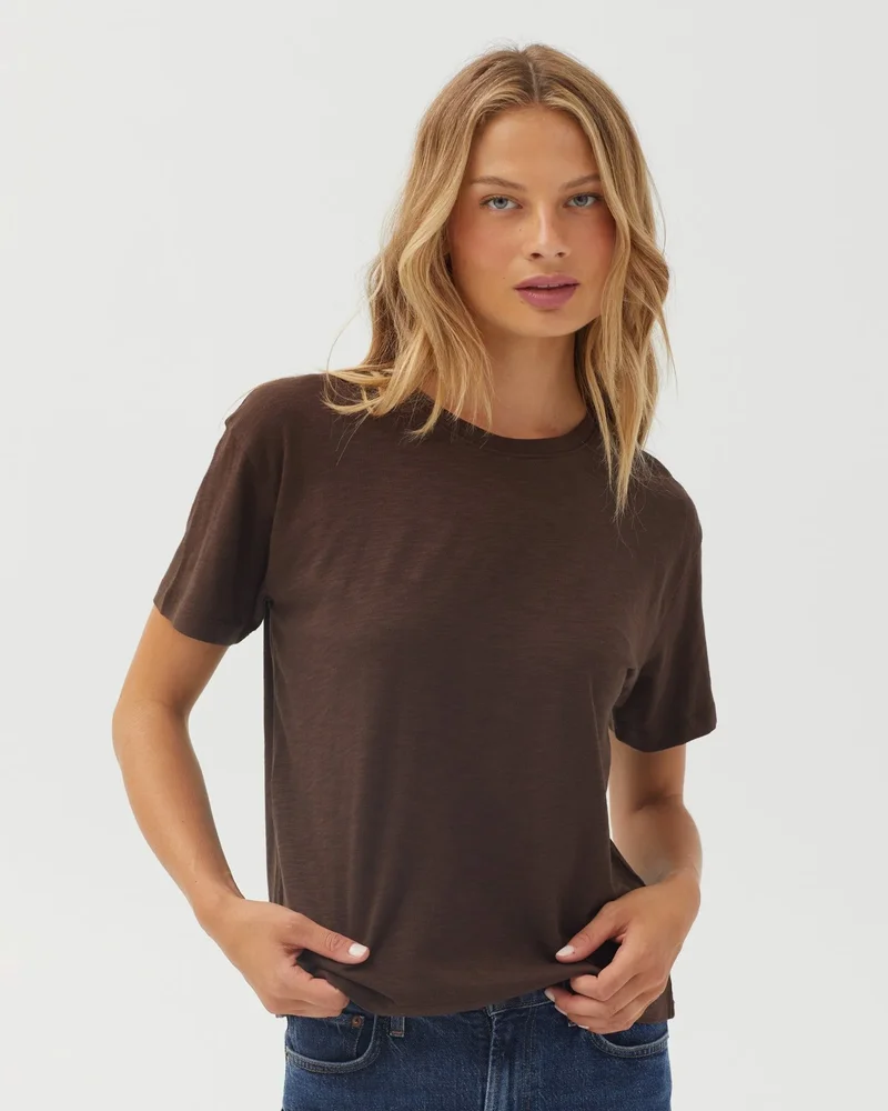 Relaxed Crew Neck Tee - Dark Chestnut