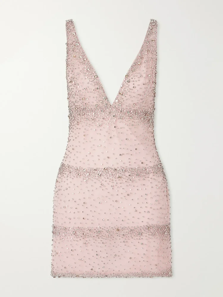 Palla crystal-embellished crepe mini dress
