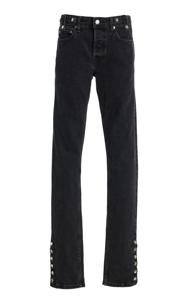 Britt Embellished Stretch Mid-Rise Straight-Leg Jeans
