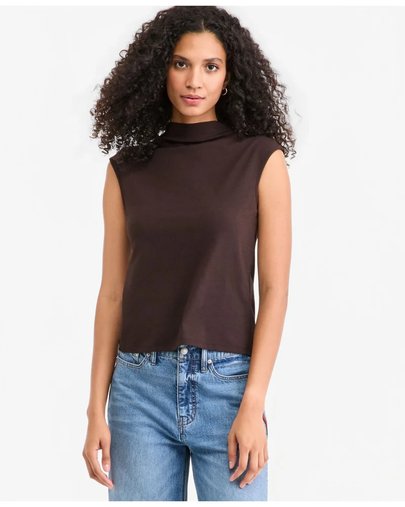 Funnel Neck Sleeveless T-Shirt