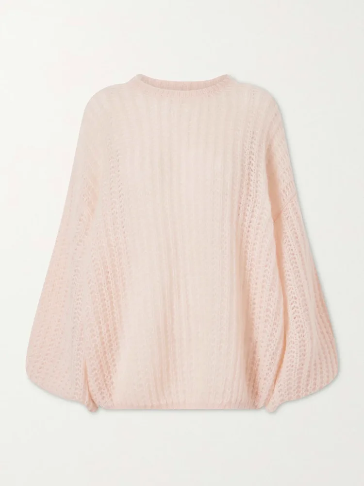 Open-knit mohair-blend sweater