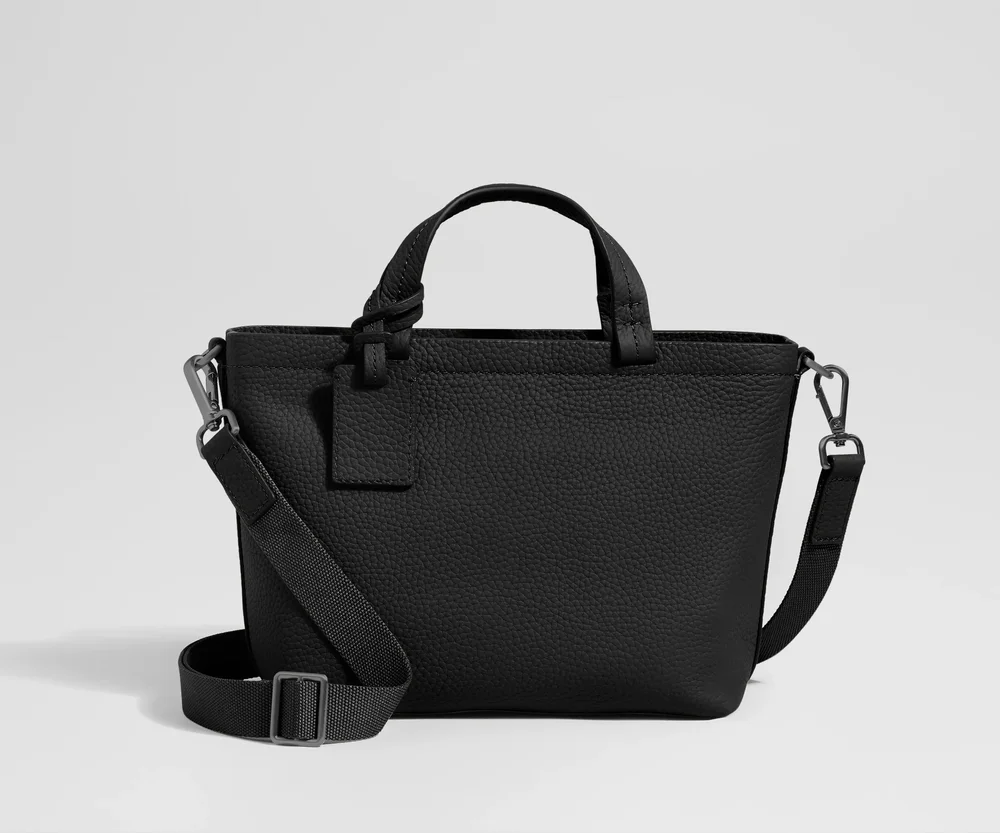 Leather Crossbody in Jet Black