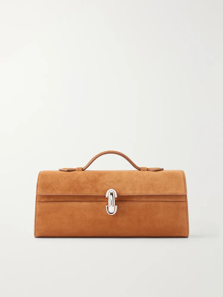 Slim Symmetry Pochette suede top-handle bag
