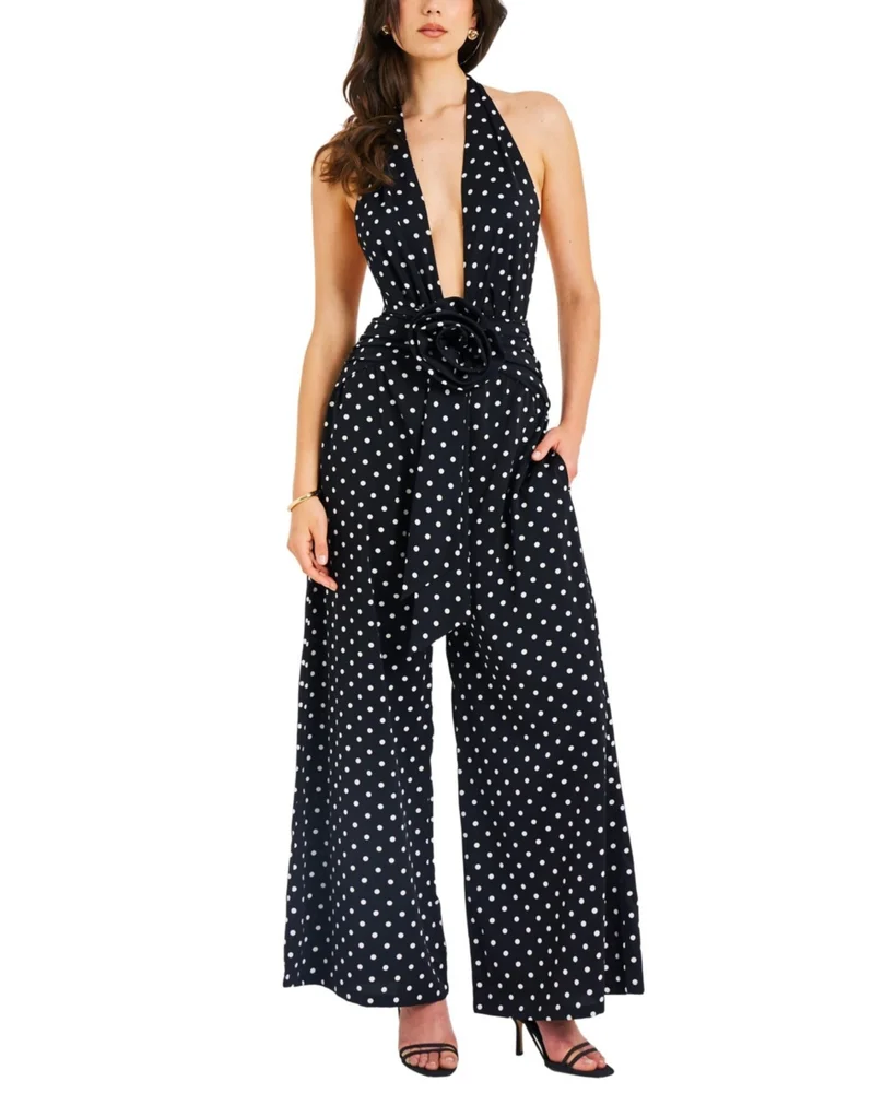 Oriana Polka Dots Halter Jumpsuit